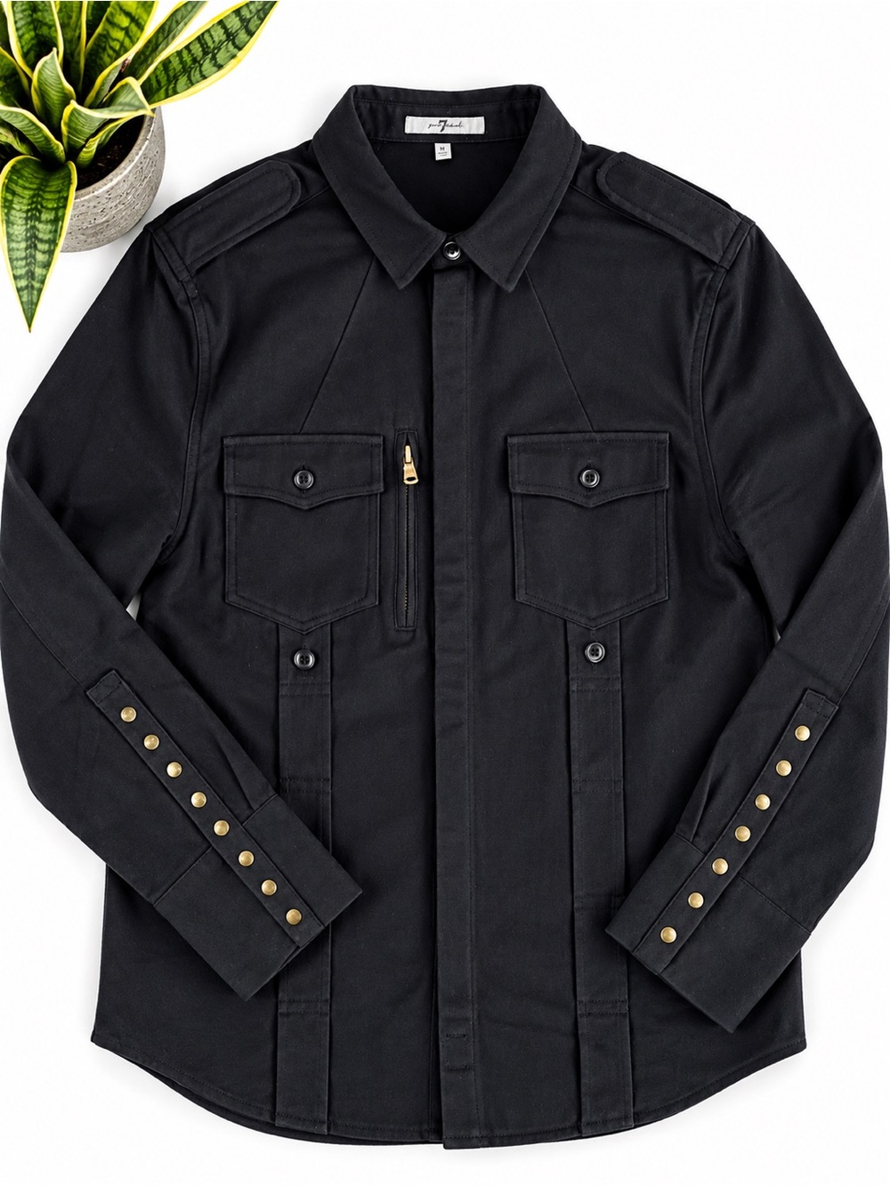 7 FOR ALL MANKIND - Black Military Studded Shirt Jacket
